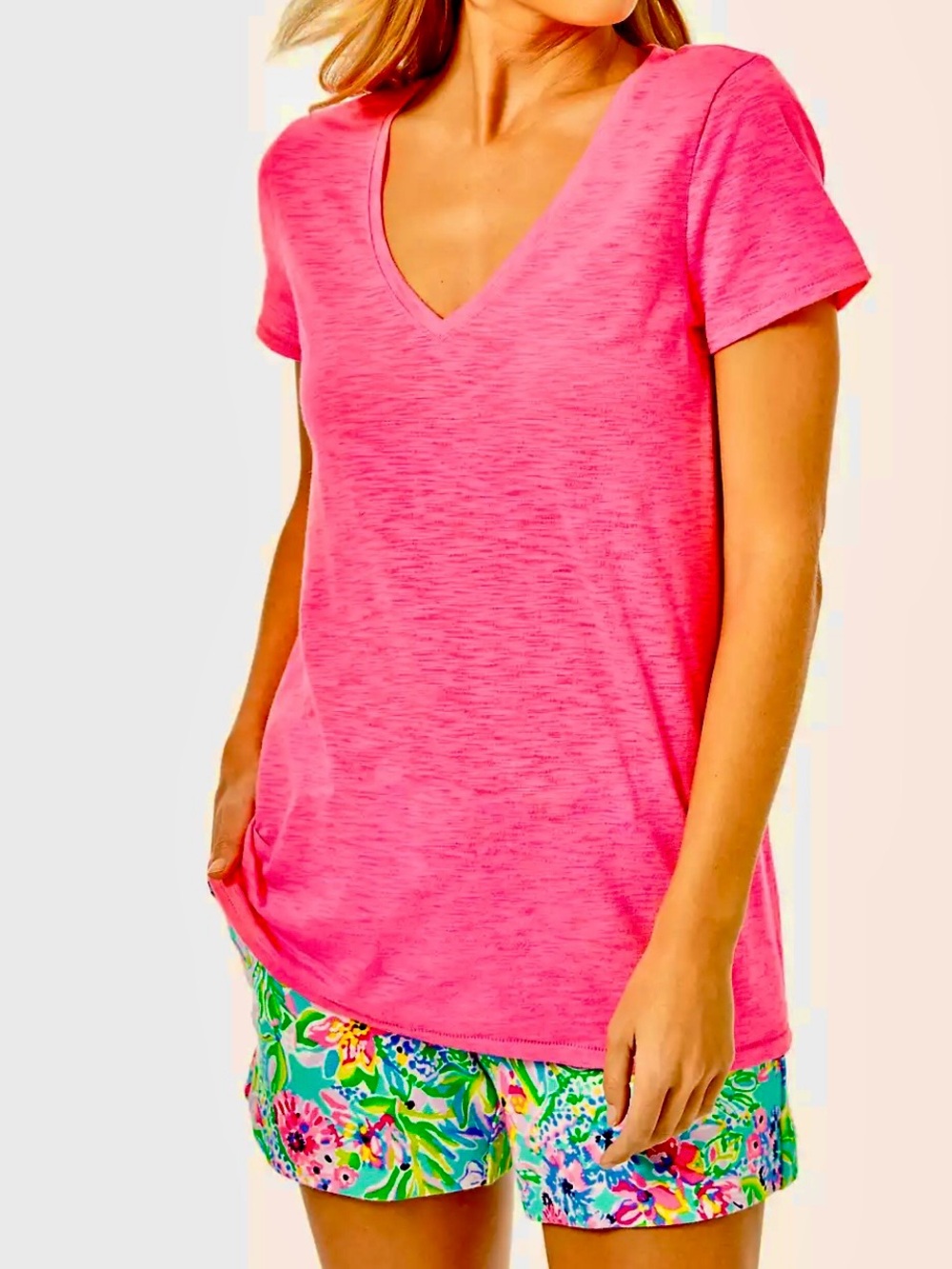 NWOT- Lilly Pulitzer Prosecco Pink Etta V- Neck Tee.